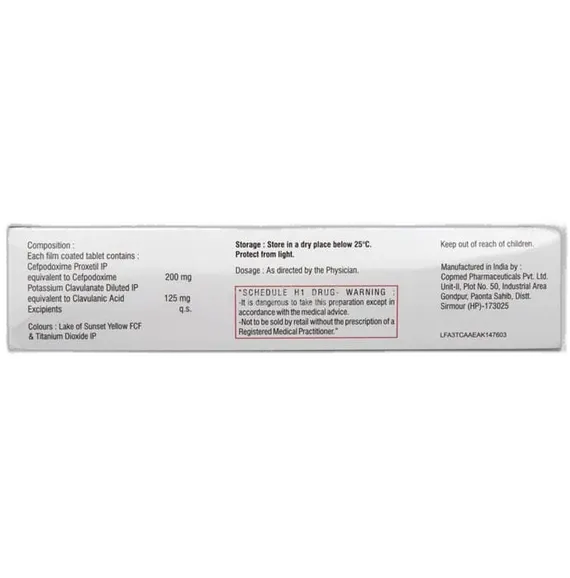 gudcef cv 200mg tablet 6's